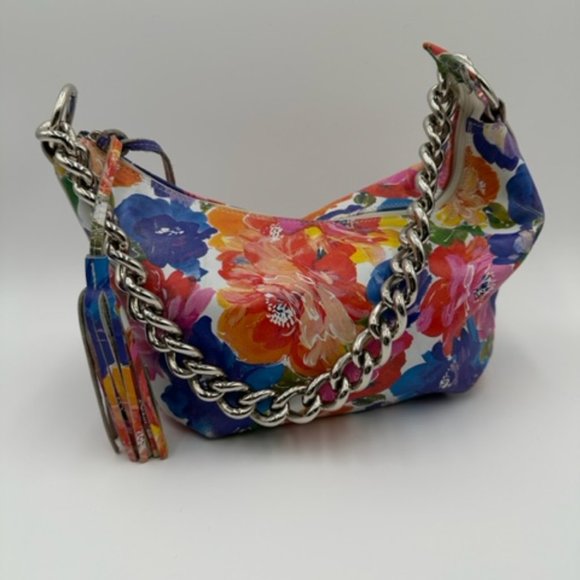 Maurizio Taiuti Bright Floral Leather Shoulder Bag - Picture 1 of 9